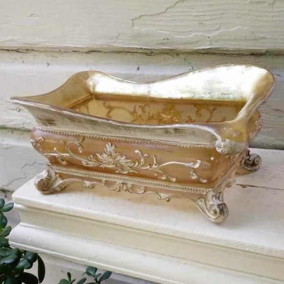 Vintage Baroque Translucent Lucite Acrylic Resin Scroll Footed Serving Dish - Picture 5 of 13